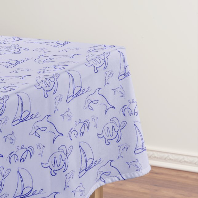 Nappe Motif d'une ligne d'animal marin et voilier (In Situ)