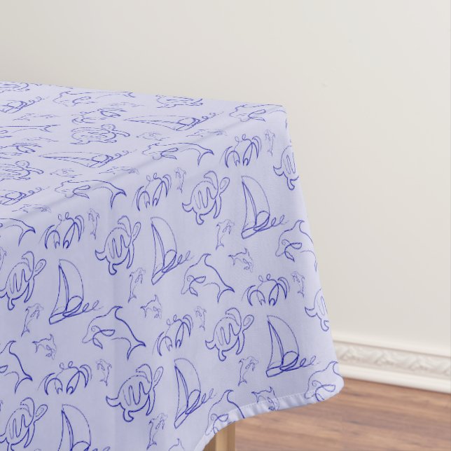 Nappe Motif d'une ligne d'animal marin et voilier (In Situ)