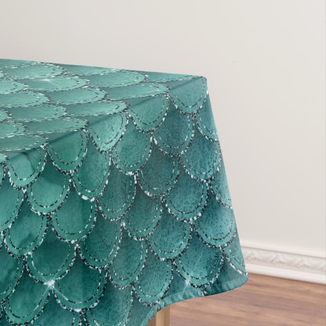 Nappe Motif Écailles de Sirène Glam Ombré Sarcelle (In Situ)