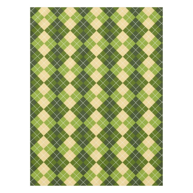 Nappe Motif élégant Argyle en losange vert et jaune (Devant)