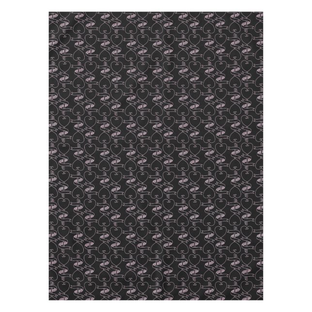 Nappe Motif élégant de coeurs roses et de clés modernes  (Devant)