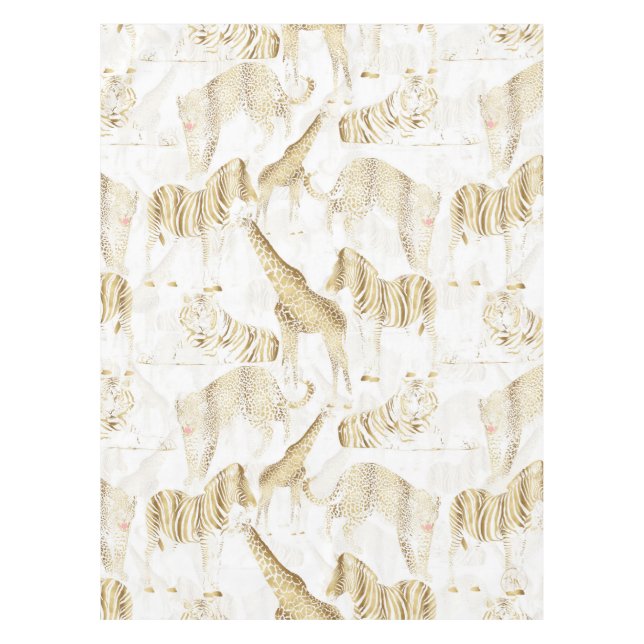 Nappe Motif élégant Gold Jungle Wild Animaux (Devant)