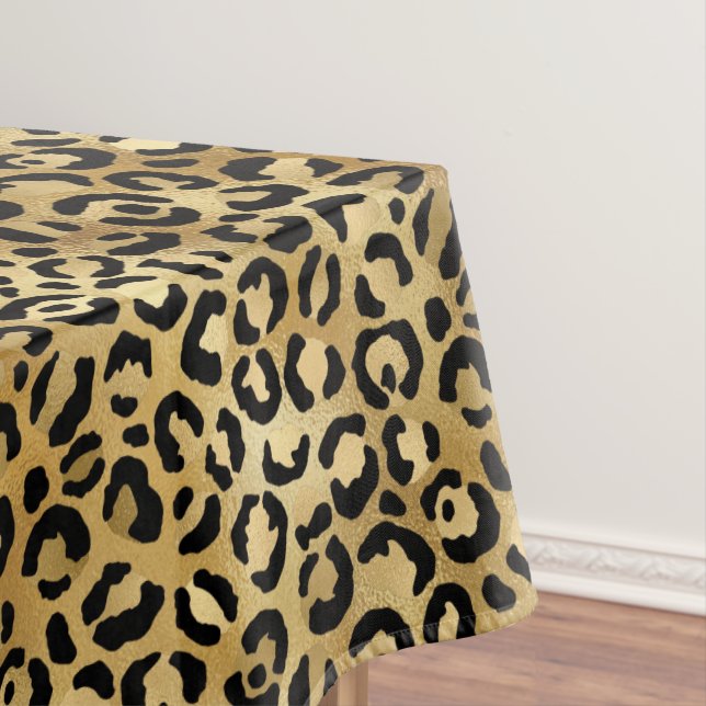 Nappe Motif Empreinte de léopard en or et noir (In Situ)