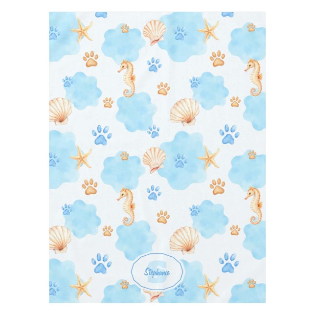Nappe Motif Empreinte de patte d'inspiration océanique a (Devant)