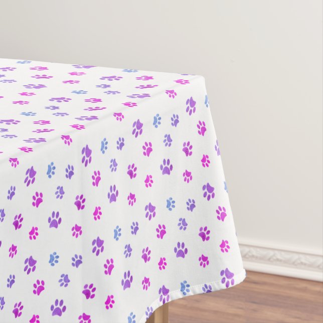 Nappe Motif Empreintes de Patte Rose Violet Bleu (In Situ)