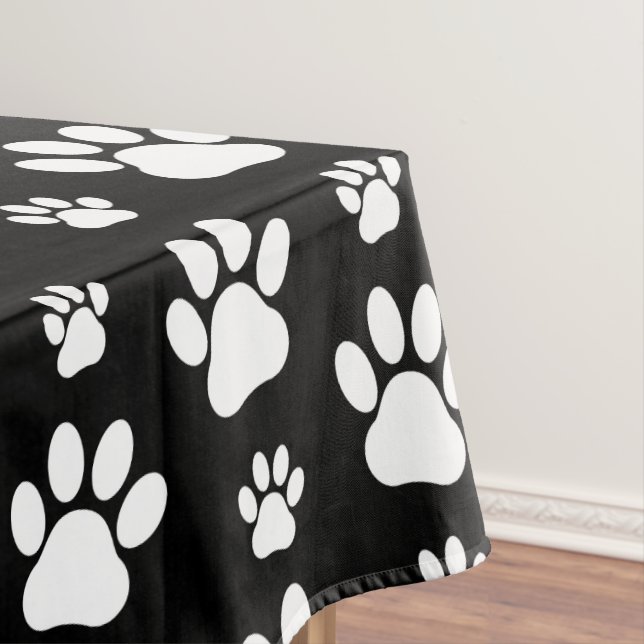 Nappe Motif, Empreintes de pattes, pattes de chien, noir (In Situ)