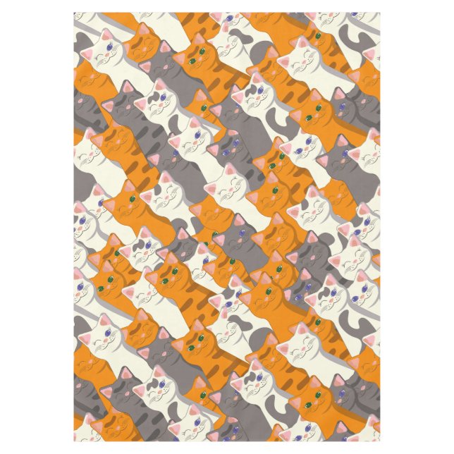Nappe Motif en diagonale du chat noir blanc gingembre (Devant)