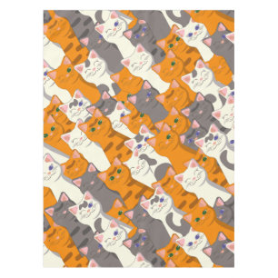 Nappe Motif en diagonale du chat noir blanc gingembre