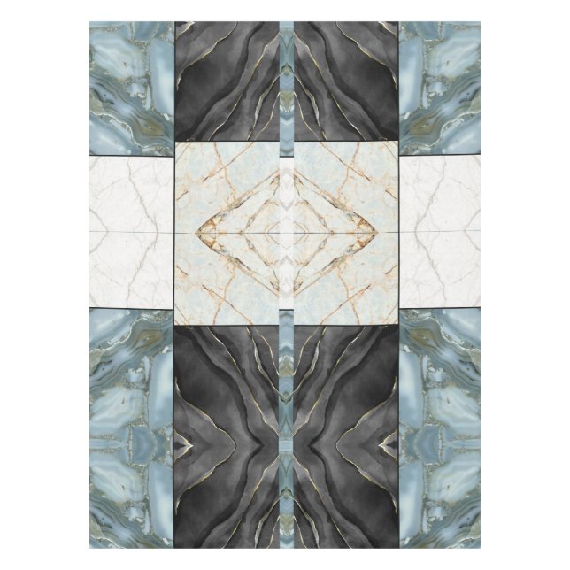 Nappe Motif en marbre noir et blanc d'or (Devant)
