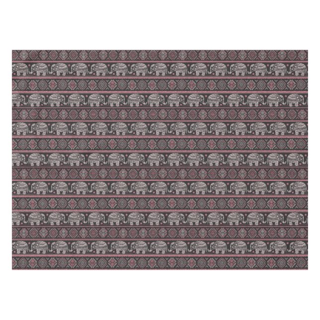 Nappe Motif ethnique noir d'éléphant (Devant (Horizontal))