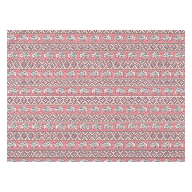 Nappe Motif ethnique rose d'éléphant (Devant (Horizontal))