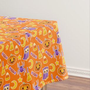 Nappe Motif Festif d'Halloween avec Chouettes Citrouille