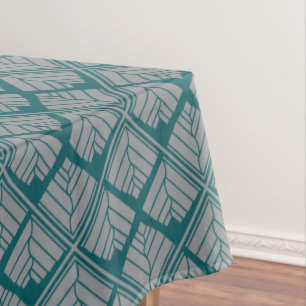 Nappe Motif feuille carré Turquoise neutre