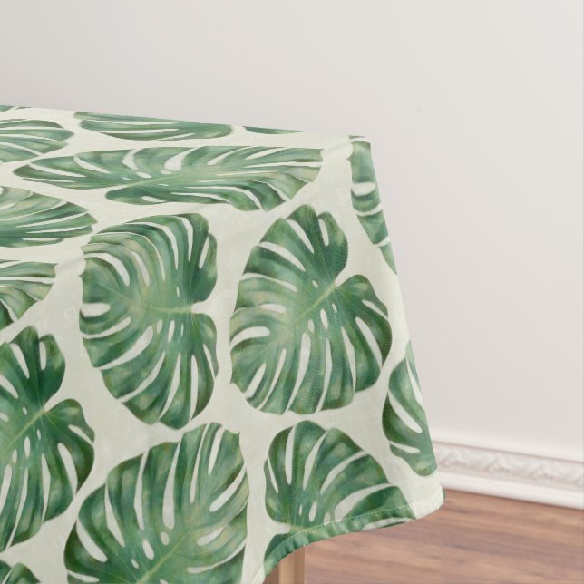 Nappe Motif Feuille de Monstera Tropicale Verte (In Situ)