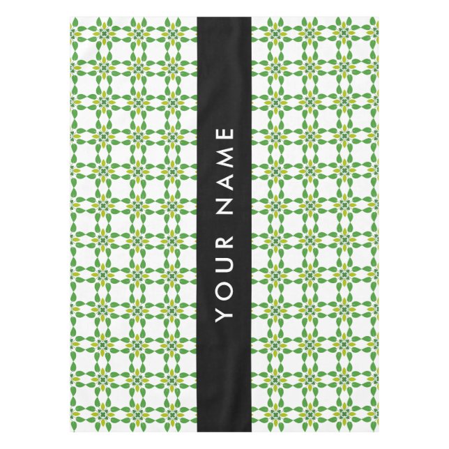 Nappe Motif feuille, Feuilles verts, votre nom (Devant)