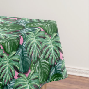 Nappe Motif Feuille tropical - Liège vert
