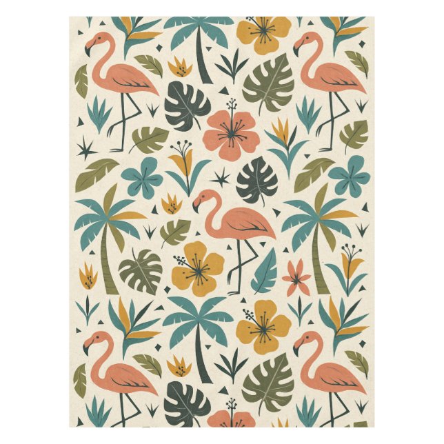 Nappe Motif Flamant Tropical et Palmier (Devant)