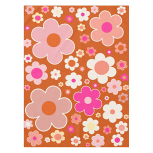 Nappe Motif Fleur Rétro En Orange Peach Rose Floral