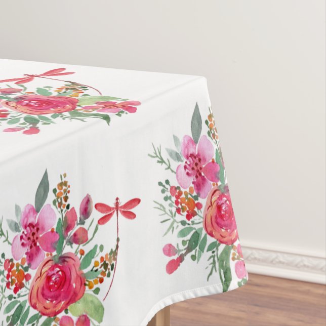 Nappe Motif fleurs roses et libellules  (In Situ)
