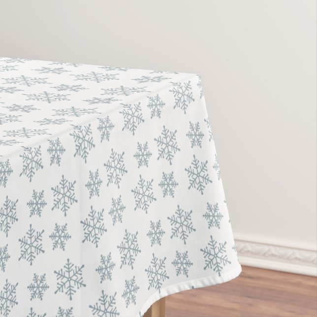 Nappe Motif flocon de neige bleu clair sur fond blanc (In Situ)