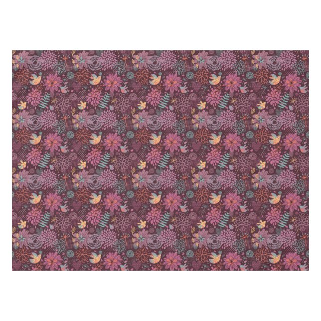 Nappe Motif floral abstrait avec des oiseaux (Devant (Horizontal))