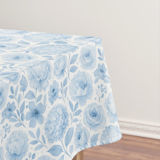 Nappe Motif floral aquarelle bleu blanc (In Situ)