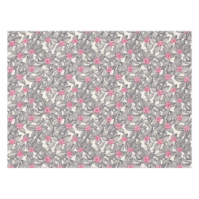 Nappe Motif floral avec des oiseaux de bande dessinée (Devant (Horizontal))