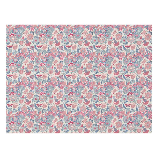 Nappe Motif floral avec l'oiseau et le papillon (Devant (Horizontal))