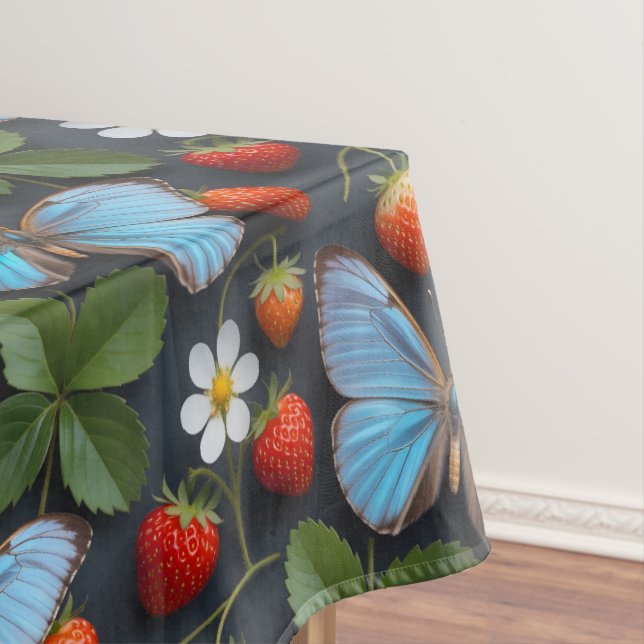 Nappe Motif floral avec papillons Morpho bleus (In Situ)