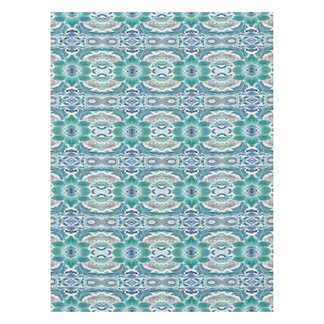 Nappe Motif floral baroque sarcelle et bleu élégant (Devant)