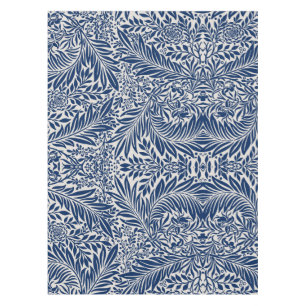 Nappe motif floral bleu avec feuilles et fleurs diverses
