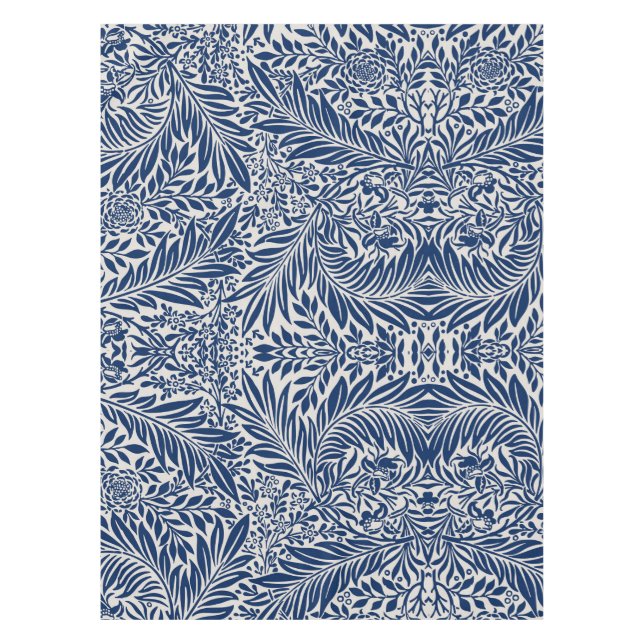 Nappe motif floral bleu avec feuilles et fleurs diverses (Devant)
