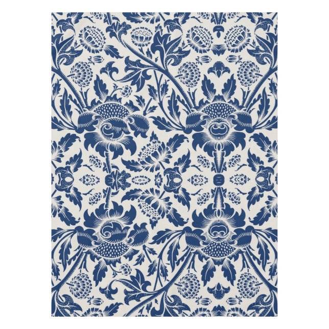 Nappe Motif floral bleu complexe sur fond clair (Devant)