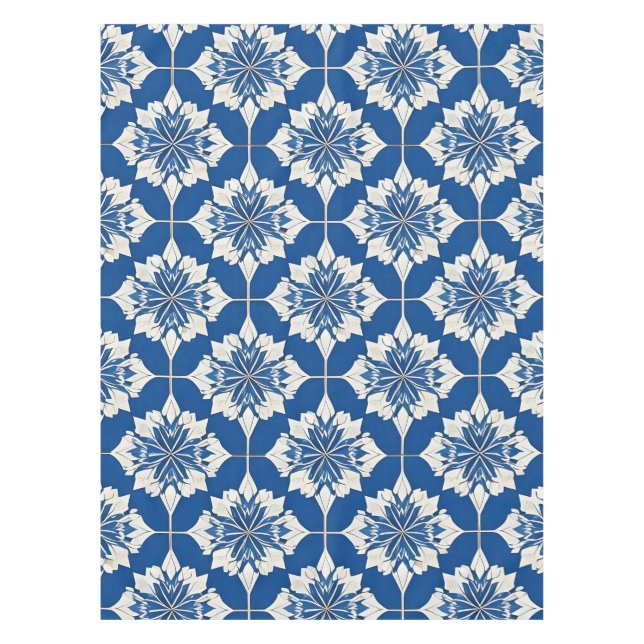 Nappe Motif floral bleu et blanc élégant (Devant)