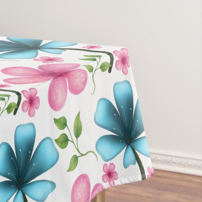 Nappe Motif floral bleu et rose  (In Situ)