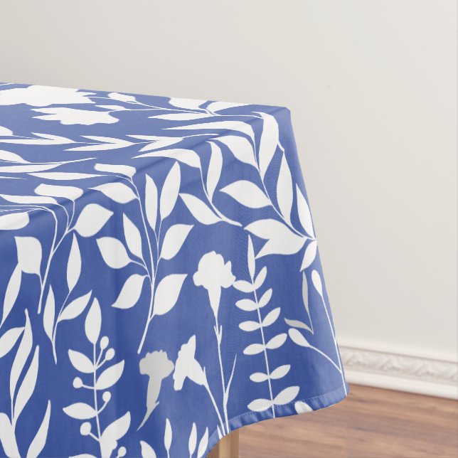 Nappe Motif floral bleu ST02x4 Blanc L Bleu BG (In Situ)
