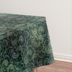 Nappe Motif floral damassé vert élégant vintage