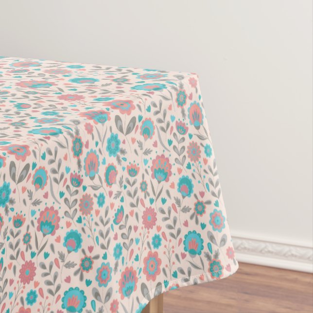 Nappe Motif floral d'art populaire turquoise et de (In Situ)