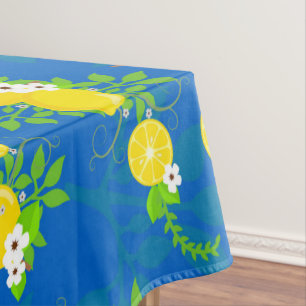 Nappe Motif floral de citrons bleus et jaunes ensoleillé