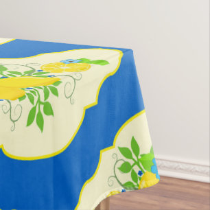 Nappe Motif floral de citrons bleus et jaunes ensoleillé