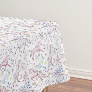 Nappe Motif floral de licorne d'aquarelle