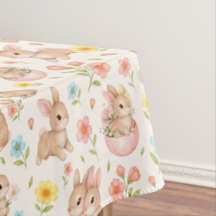 Nappe Motif floral de printemps de lapin mignon
