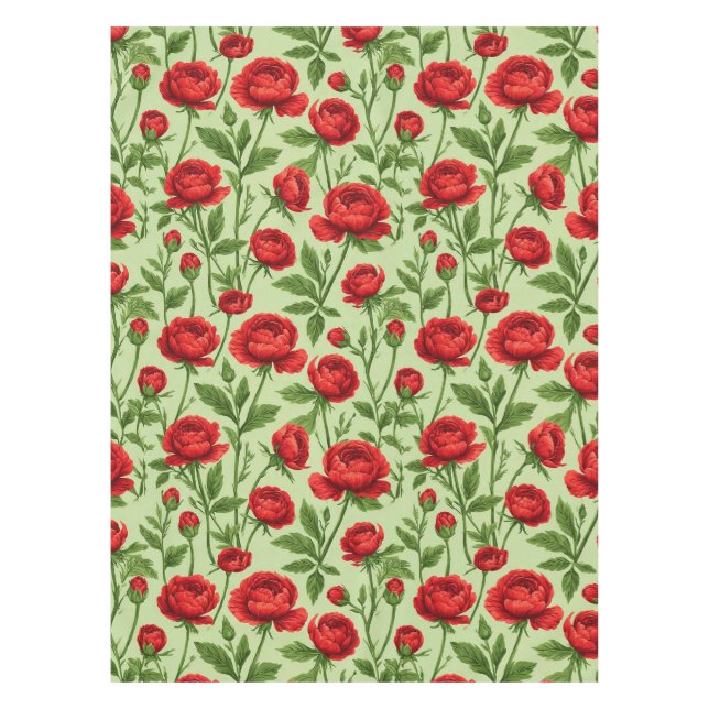 Nappe Motif floral de renoncule rouge vibrant (Devant)