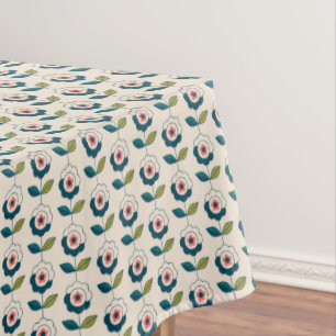 Nappe Motif floral de rétro turquoise