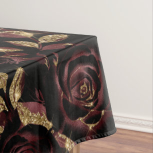 Nappe Motif floral de rose rouge et or élégant