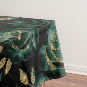 Nappe Motif floral de rose verte et dorée élégant