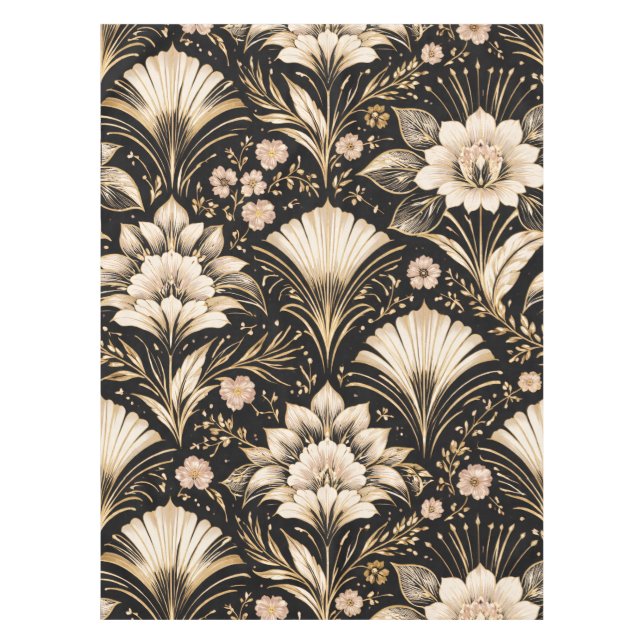 Nappe Motif floral de style éventail Art déco (Devant)