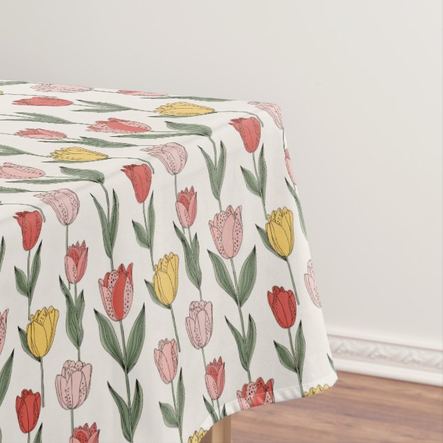 Nappe Motif floral de tulipe moderne, botanique doux de  (In Situ)