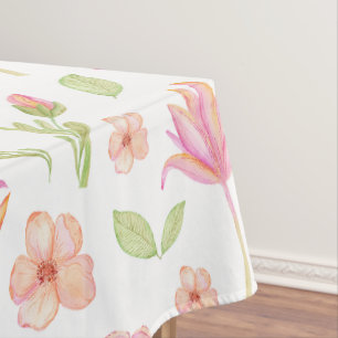 Nappe Motif floral élégant avec feuilles rouges et bleue