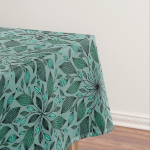 Nappe Motif floral élégant avec feuilles rouges et bleue